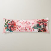 Aquarell Red Poinsettia Mistletoname Weihnachten Seitenschläferkissen (Vorderseite)