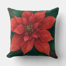 Aquarell Red Poinsettia Weihnachten Kissen