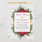 Aquarell Red Poinsettia Winter 16 . Geburtstag Einladung (Vorne/Hinten)