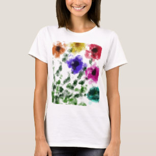 Aquarell-Regenbogen-Blumen-Basic-T-Shirt für Damen T-Shirt