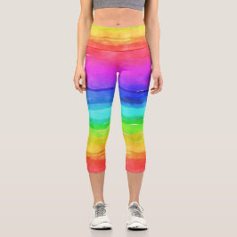 Aquarell-Regenbogen-Capri-Leggings Capri Leggings