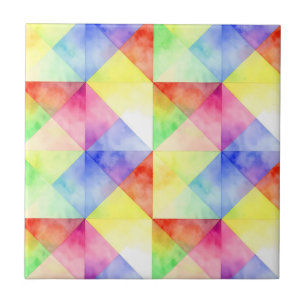 Aquarell-Regenbogen-Diamant-Quilt-Muster Fliese