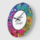 Aquarell-Regenbogen färbt Mandala Große Wanduhr (Winkel)