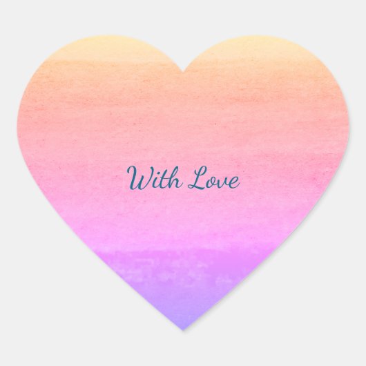 Aquarell-Regenbogen-Herz "Mit Liebe"-Sticker Herz-Aufkleber (Vorderseite)