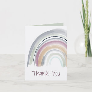 Aquarell-Regenbogen in Grün, Pink, Koralle Danke Karte