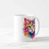 Aquarell Regenbogen Katze Tasse – Wildtier Edition (VorderseiteRechts)