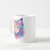Aquarell Regenbogen Katze Tasse – Wildtier Edition (Vorderseite Links)