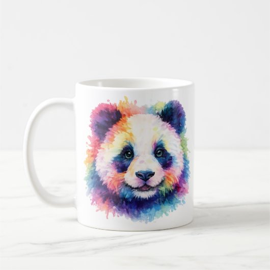 Aquarell Regenbogen Panda Tasse – Wildtier Edition (Links)