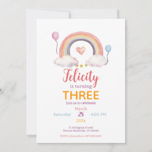 Aquarell-Regenbogen-Party Einladung