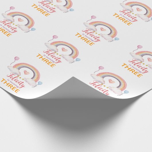 Aquarell-Regenbogen-Party Geschenkpapier (Ecke)