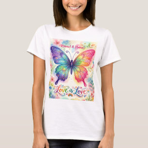 Aquarell Regenbogen Schmetterling "Liebe ist Liebe T-Shirt