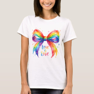 Aquarell-Regenbogen-Stolz-Schleife "Liebe ist Lieb T-Shirt