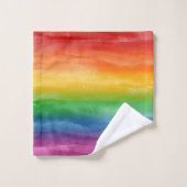 Aquarell-Regenbogen-Streifen Badhandtuch Set (Waschlappen)