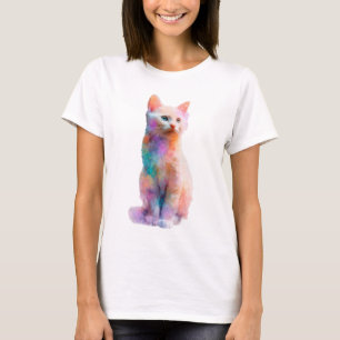 Aquarell-Regenbogen-Traumlandschaft-Pastell-Katzen T-Shirt