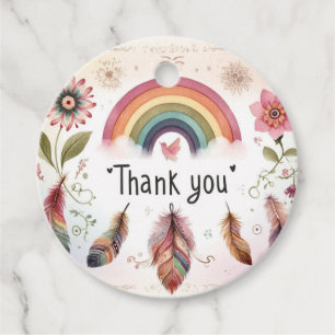 Aquarell Regenbogen Vogel & Federn Boho Danke Geschenkanhänger