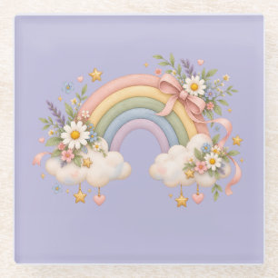 Aquarell-Regenbogengeschenk – Charmante Wolke Glasuntersetzer