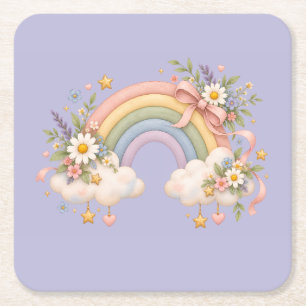 Aquarell-Regenbogengeschenk – Charmante Wolke Rechteckiger Pappuntersetzer
