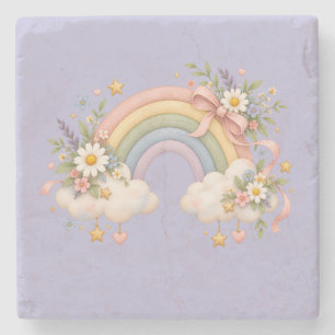 Aquarell-Regenbogengeschenk – Charmante Wolke Steinuntersetzer