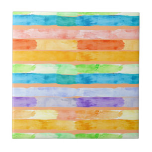 Aquarell-Regenbogenstreifen-Abstrakt Fliese