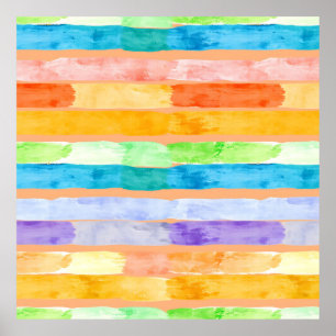 Aquarell-Regenbogenstreifen abstrakt Poster