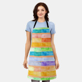 Aquarell-Regenbogenstreifen abstrakt Schürze (Getragen)