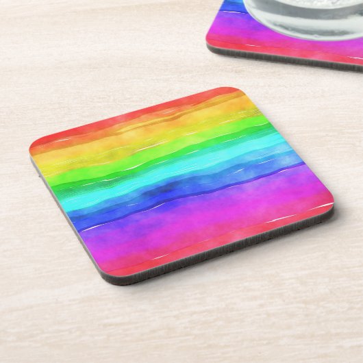 Aquarell-Regenbogenstreifen Getränkeuntersetzer (Linke Seite)