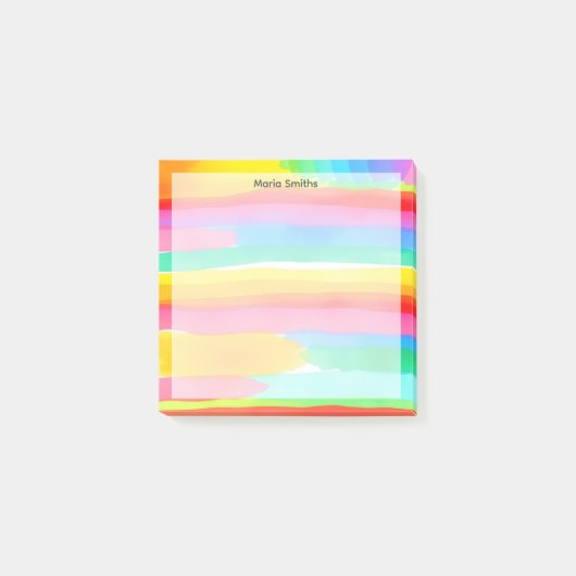 Aquarell-Regenbogenstreifen Post-it Klebezettel (Vorderseite)