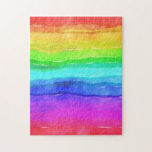 Aquarell-Regenbogenstreifen Puzzle