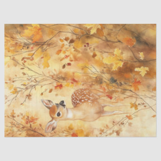 Aquarell-Rehkitz-Herbstlaub-Design Seidenpapier