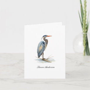 Aquarell Reiher Vogel gefaltete Notizkarte Dankeskarte