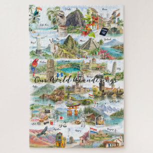 Aquarell Reisefieber Reise Collage Puzzle