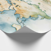 Aquarell-Reisekarte Geschenkpapier (Ecke)
