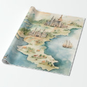 Aquarell-Reisekarte Geschenkpapier (Ungerollt)