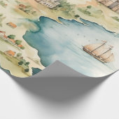 Aquarell-Reisekarte Geschenkpapier (Ecke)