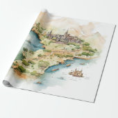 Aquarell-Reisekarte Geschenkpapier (Ungerollt)
