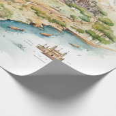 Aquarell-Reisekarte Geschenkpapier (Ecke)