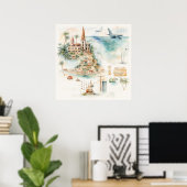 Aquarell-Reisekarte Poster (Heimbüro)