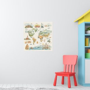 Aquarell-Reisekarte Poster