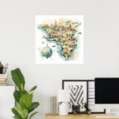 Aquarell-Reisekarte Poster (Heimbüro)