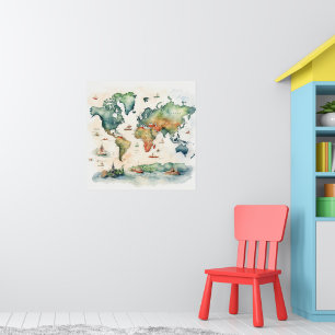Aquarell-Reisekarte Poster