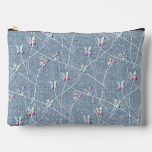 Aquarell-Relief-Schmetterlinge auf Denimblauem Lei Zubehörtasche