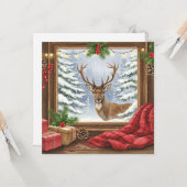 Aquarell-Rentier-Weihnachten Karte (Vorderseite/Rückseite Beispiel)