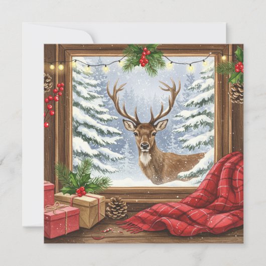 Aquarell-Rentier-Weihnachten Karte (Vorderseite)