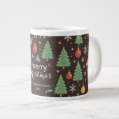 Aquarell-Rentiere & Weihnachtsbaum - Jumbo-Tasse (Vorderseite Rechts)