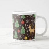 Aquarell-Rentiere & Weihnachtsbaum - Jumbo-Tasse (Rechts)