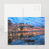 Aquarell. Restaurant in Vila Nova de Gaia am Douro Postkarte (Vorne/Hinten)