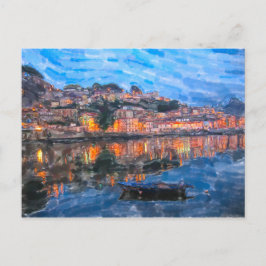 Aquarell. Restaurant in Vila Nova de Gaia am Douro Postkarte