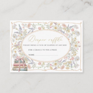 Aquarell Retro-Blumen Schleifenband Baby Shower d Visitenkarte