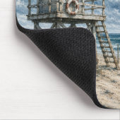 Aquarell-Rettungsturm am Küstenstrand Mousepad (Ecke)