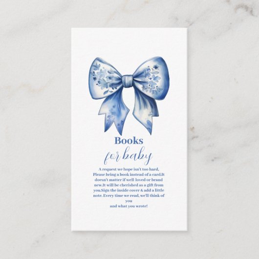 Aquarell Ribbon Dusty Blue Books for Baby Begleitkarte (Vorderseite)